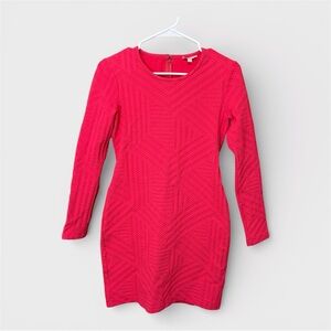 Shoshanna Hot Pink Bodycon Dress Long Sleeve Size 2 Barbiecore y2k millennial